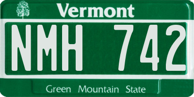 VT license plate NMH742