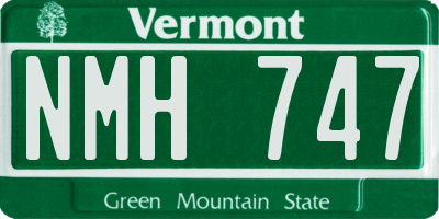 VT license plate NMH747