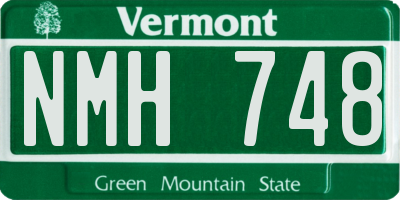 VT license plate NMH748