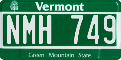 VT license plate NMH749
