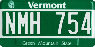 VT license plate NMH754