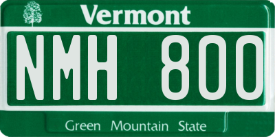 VT license plate NMH800