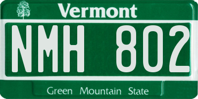 VT license plate NMH802