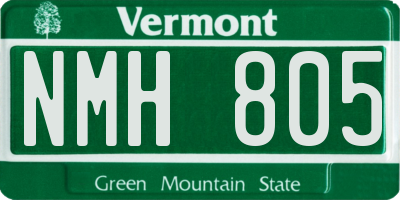 VT license plate NMH805
