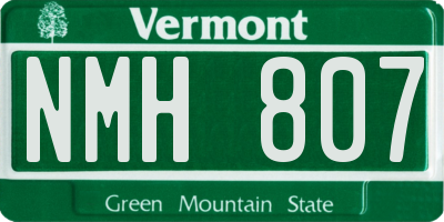 VT license plate NMH807