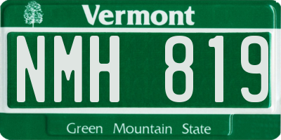 VT license plate NMH819