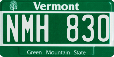VT license plate NMH830