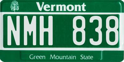 VT license plate NMH838