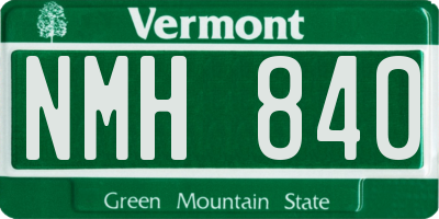 VT license plate NMH840