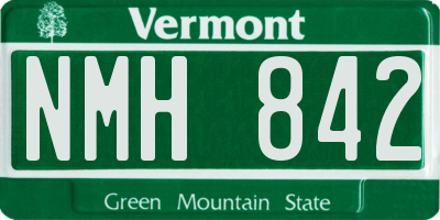 VT license plate NMH842