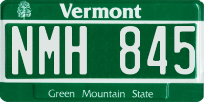 VT license plate NMH845