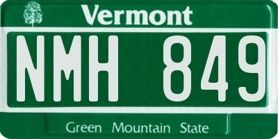 VT license plate NMH849