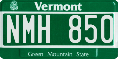 VT license plate NMH850
