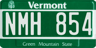 VT license plate NMH854