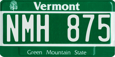 VT license plate NMH875