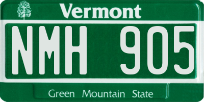 VT license plate NMH905