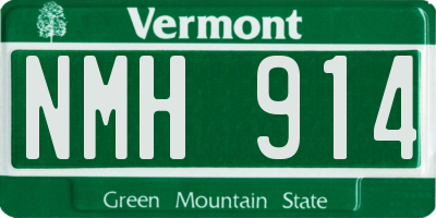 VT license plate NMH914