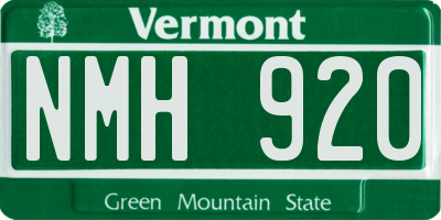 VT license plate NMH920