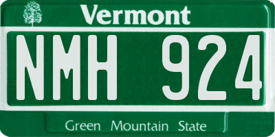 VT license plate NMH924