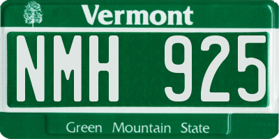 VT license plate NMH925