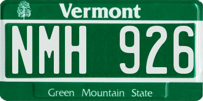 VT license plate NMH926