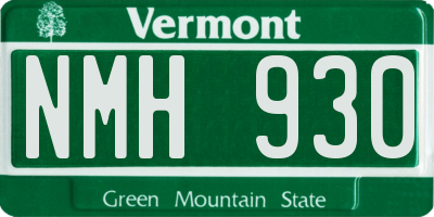 VT license plate NMH930