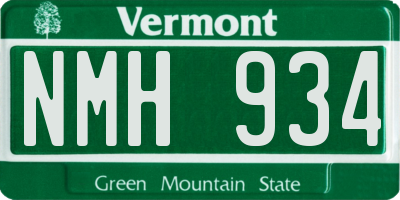 VT license plate NMH934