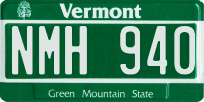VT license plate NMH940