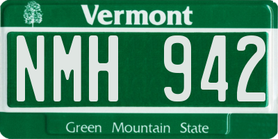 VT license plate NMH942