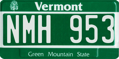 VT license plate NMH953