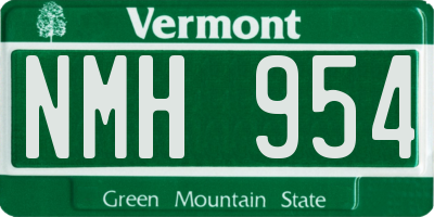 VT license plate NMH954