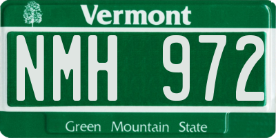 VT license plate NMH972