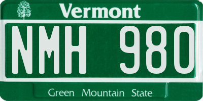 VT license plate NMH980