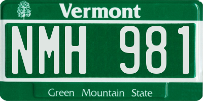 VT license plate NMH981
