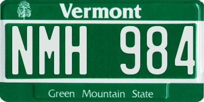 VT license plate NMH984