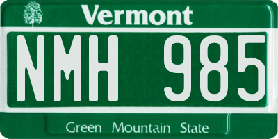VT license plate NMH985