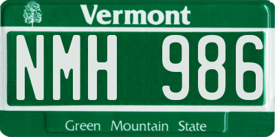 VT license plate NMH986