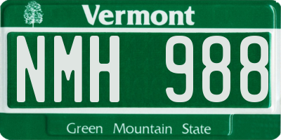 VT license plate NMH988