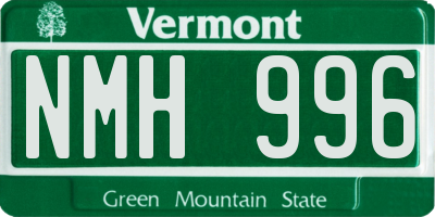 VT license plate NMH996