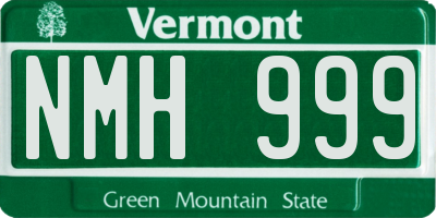 VT license plate NMH999