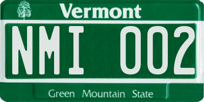 VT license plate NMI002