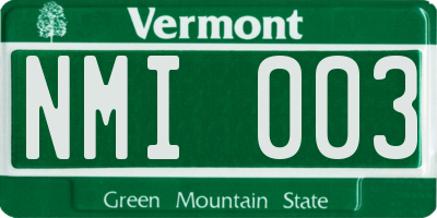 VT license plate NMI003