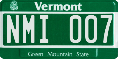 VT license plate NMI007