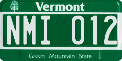 VT license plate NMI012