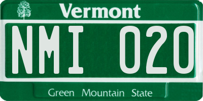 VT license plate NMI020
