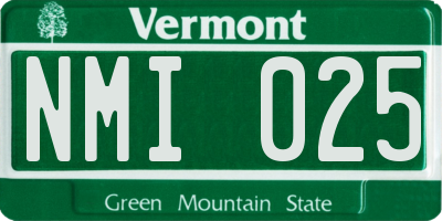 VT license plate NMI025