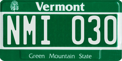 VT license plate NMI030