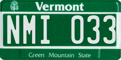 VT license plate NMI033