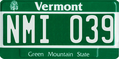 VT license plate NMI039