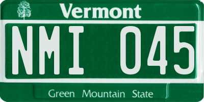 VT license plate NMI045